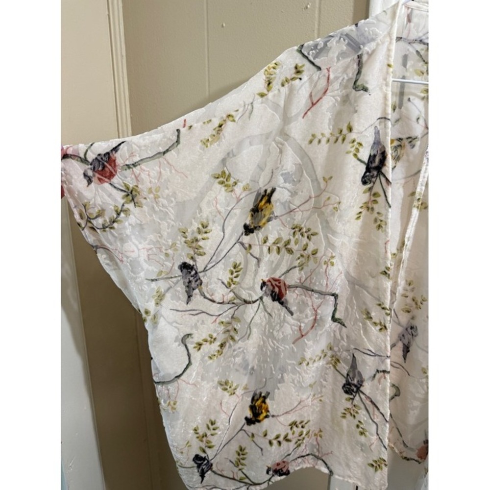 Bird & Branch Sheer Velvet Burnout Kimono Ivory Multi One Size S-XXL - Picture 5 of 14